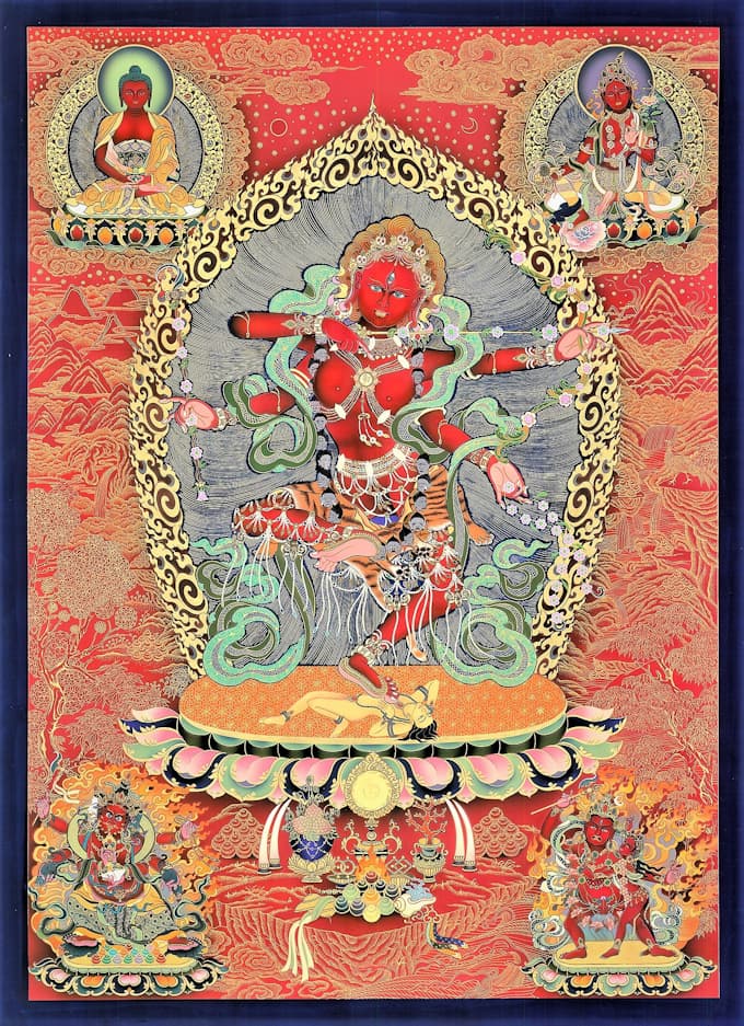 |作明佛母。謝克駿唐卡創作,2022年。圖 / 謝克駿提供
