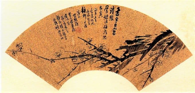 謝琯樵〈墨梅〉扇面。 圖 / 現藏於國立臺灣美術館