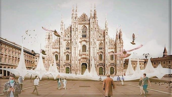 0809000 臺科大建築系劉奕廷作品「Purifier Plaza」曾獲2021年AMP美國建築大師獎榮譽獎與2021年的IDA國際設計大獎銀獎。圖 / 臺科大提供