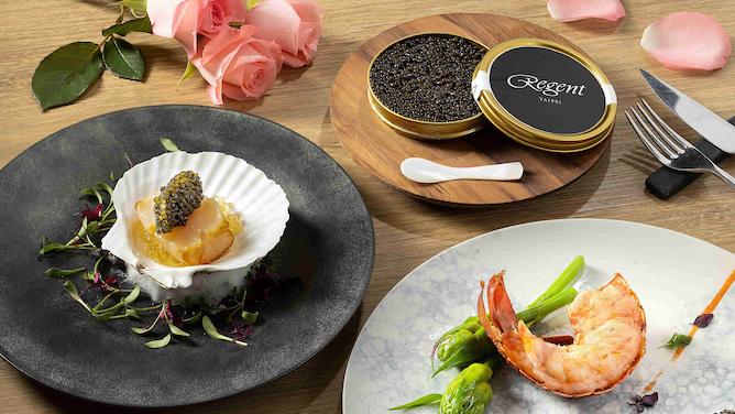 除享用精緻海鮮前菜，另可點「海洋黑鑽」義大利頂級Osietra Caviar魚子醬，為饗宴增添珍貴心意。